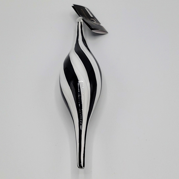 Robert Stanley Other - New Robert Stanley Glass Ornament Black and White Swirl Strips 11' H